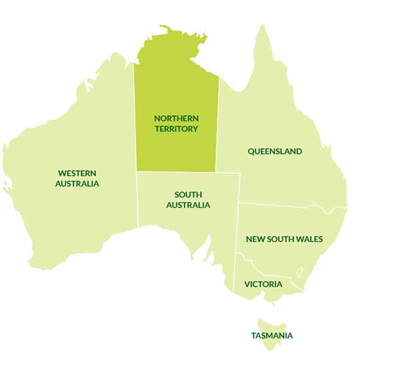 نقشه قلمرو شمالی استرالیا